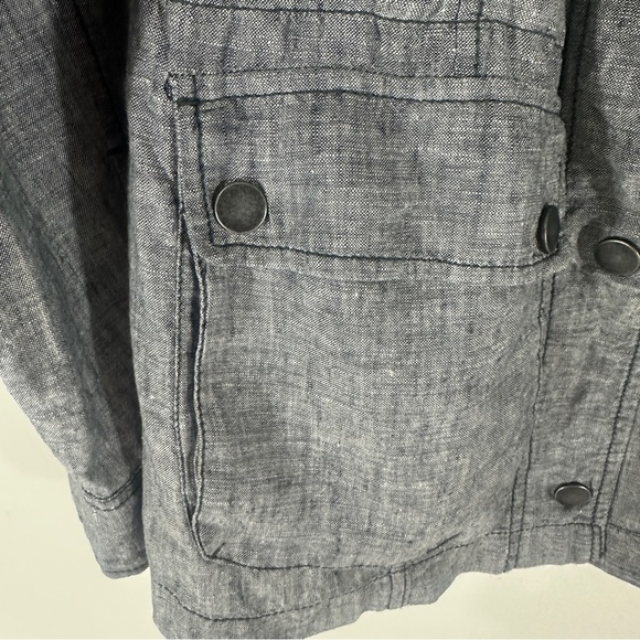 Caslon Women’s Cinch Waist Linen Utility Jacket Heather Black Small Petite - Picture 7 of 10